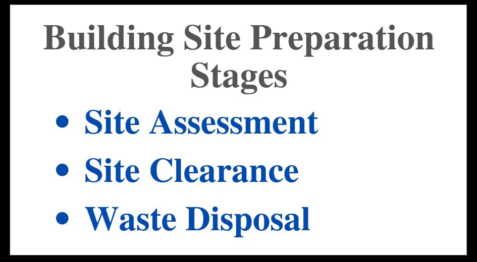 There are several stages to building site preparation.